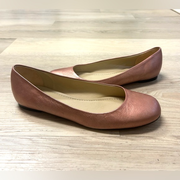 Garnet Hill Shoes Ballet Flats Pink Rose Metallic Leather Sz 8 Made In Italy - Picture 6 of 12